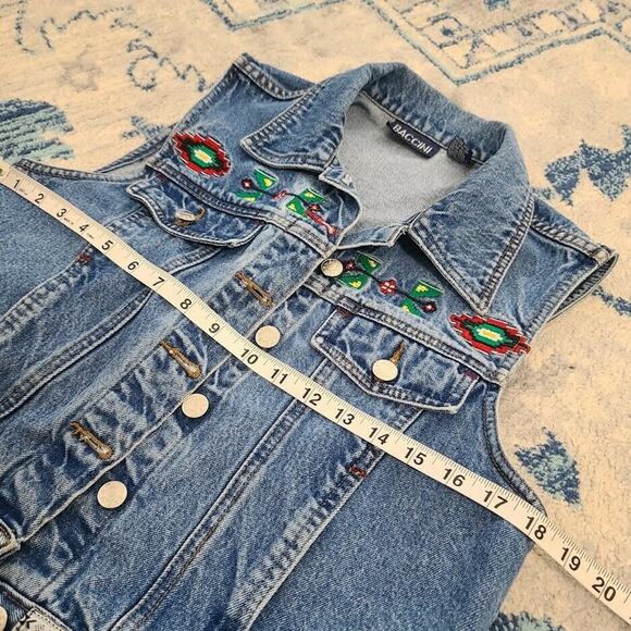 Baccini Blue Denim Vest with Embroidered Details - Picture 11 of 12